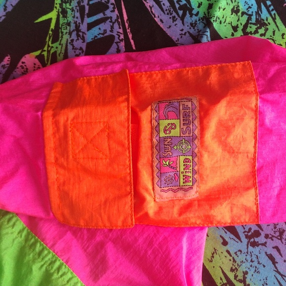VTG 90s French Toast Neon Color Block Windbreaker - Picture 2 of 11